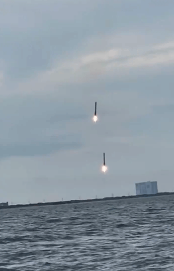 SpaceX double rocket booster landing image